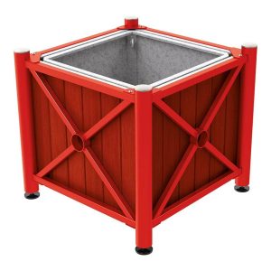 Jardinera acero y madera Provincia Inox cepillado