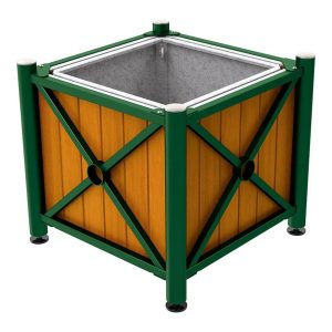 Jardinera acero y madera Provincia Inox cepillado