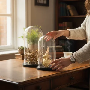 Cúpula vidrio base madera angosta