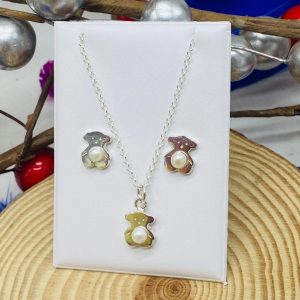 Conjunto pendientes y collar osito