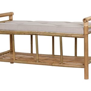 Banqueta Bambú Asiento Tela
