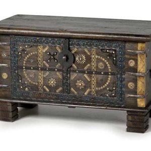 Baúl Etnico Mediano Madera Maciza Marrón