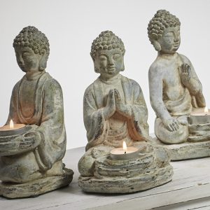 Buda Sentado Vela Piedra Gris