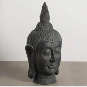 Cabeza Buda Grande Gris Envejecida