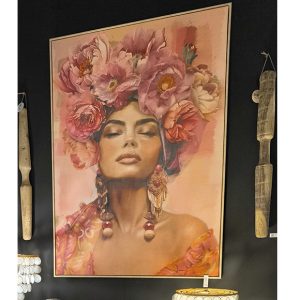 Cuadro Chica Flores Rosas