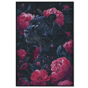 Cuadro Grande: Lienzo Pantera Negra Rosas