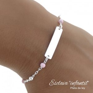 Esclava infantil piedra color rosa