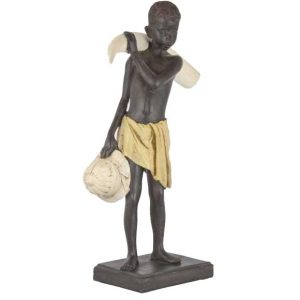 Figura Decoración Africana: Niño Colmillo Hombro
