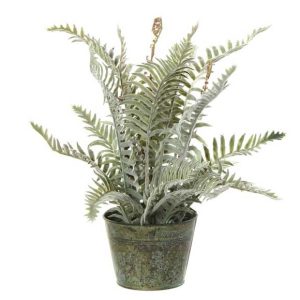 Helecho Artificial Verde Claro Maceta Metal