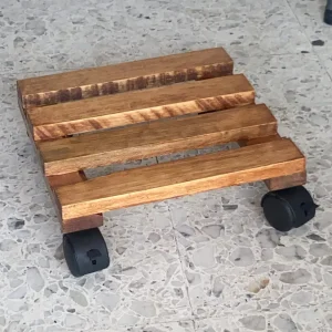 Base de Madera para Macetas con Ruedas y Freno, 30x30x11 cm