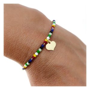 Pulsera chapada piedra color corazón